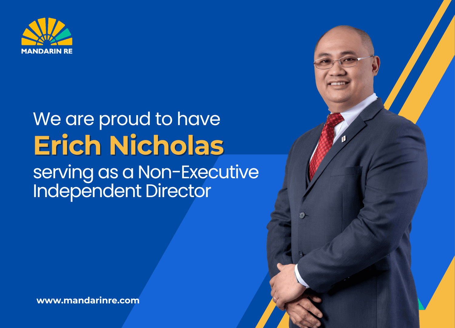 Mandarin Re Proud to Have Erich Nicholas Serving on Board of Directors