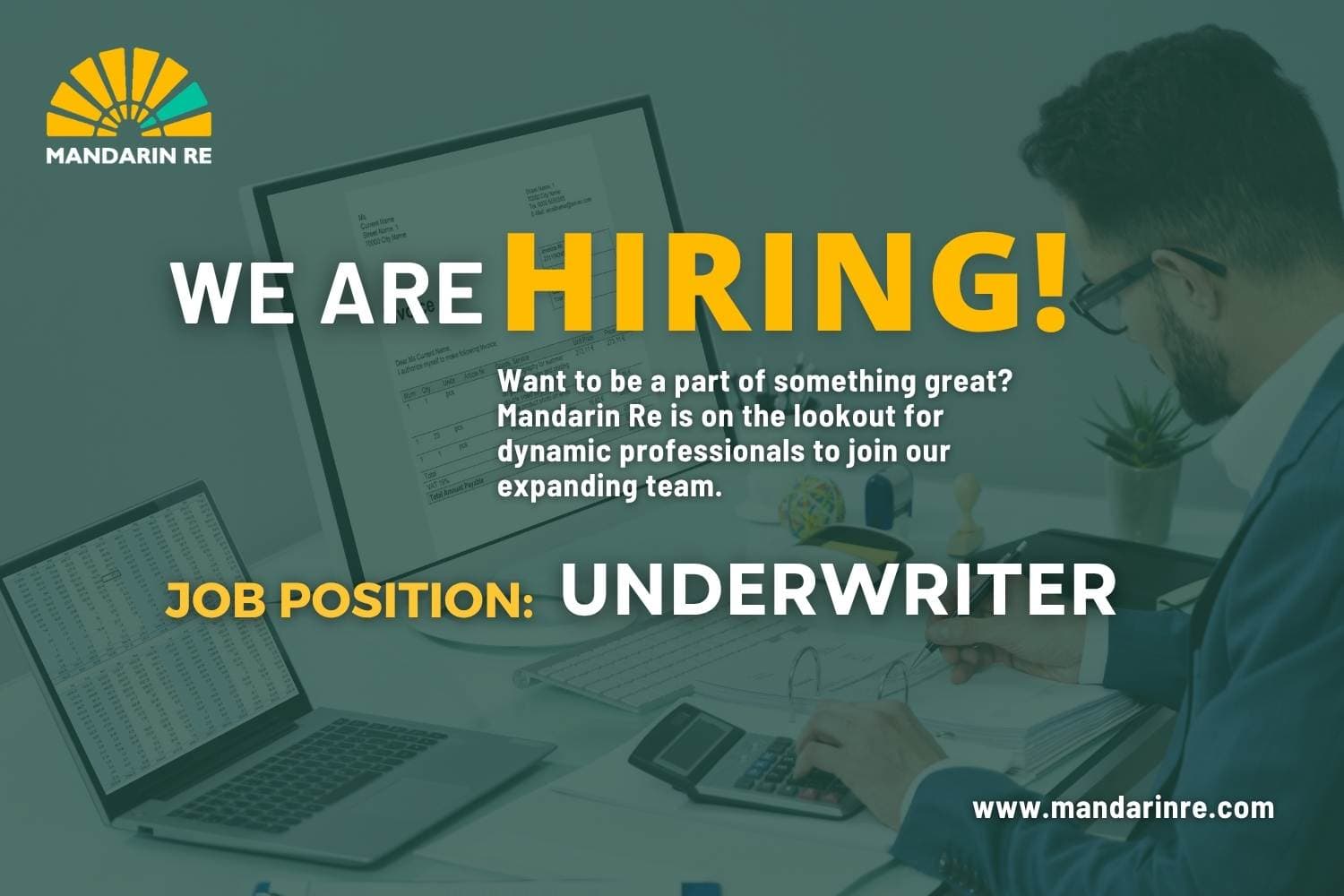 We are hiring for the position of UNDERWRITER